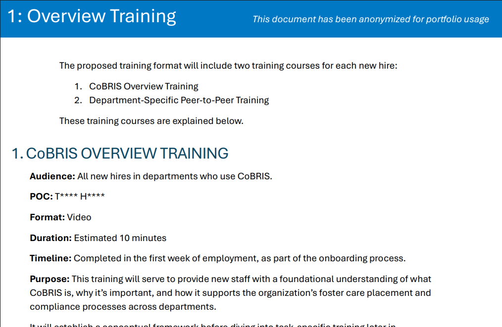 Training Plan Proposal